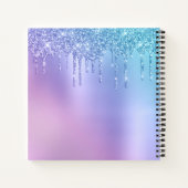 エレガントひなスタイリッシュ青と紫のグリッター ノートブック (裏面)