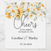 エレガントひまわりデイジー結婚ズ ワインラベル (シングルラベル)