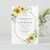 エレガントひまわりフローラ金ゴールド幾何結婚I 招待状 (スタンド正面)