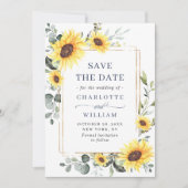 エレガントひまわりユーカリ結婚のQRコード セーブザデート (正面)