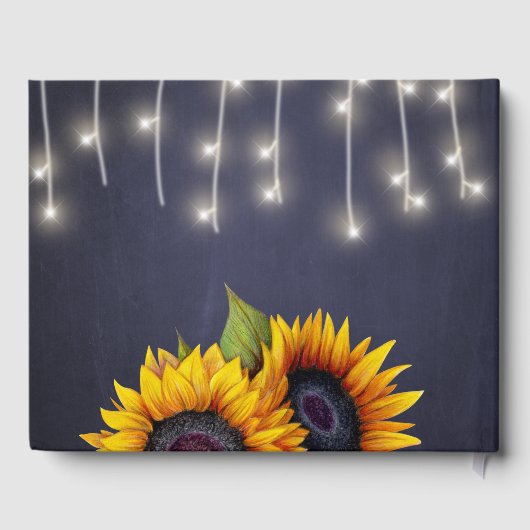 エレガントひまわり秋タイポグラフィ結婚脚本 ゲストブック (裏面)