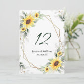 エレガントひまわり結婚のテーブル番号 招待状 (スタンド正面)