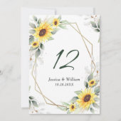 エレガントひまわり結婚のテーブル番号 招待状 (裏面)