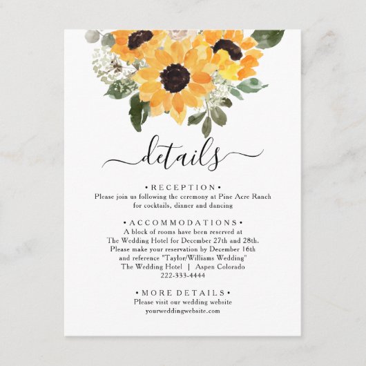 エレガントひまわり結婚詳細 エンクロージャーカード (正面)