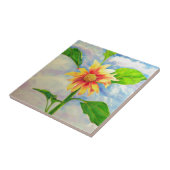 エレガントひまわり絵を描水色 タイル (側面)