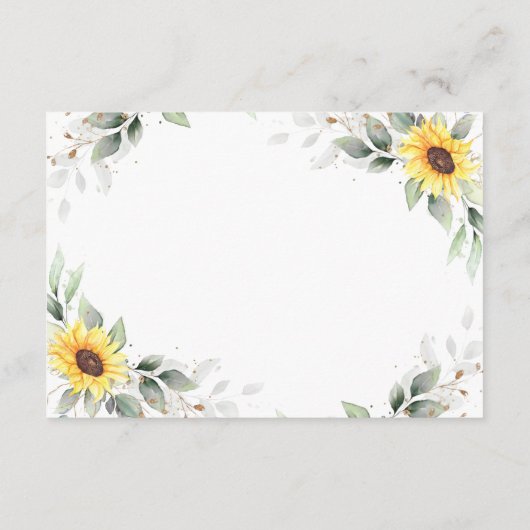 エレガントひまわり緑のフローラの結婚詳細 エンクロージャーカード (裏面)