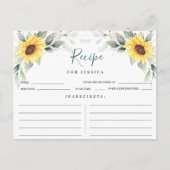 エレガントひまわり緑フローラレシピカード ポストカード (正面)