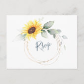 エレガントひまわり緑フローラ水彩RSVP ポストカード (正面)