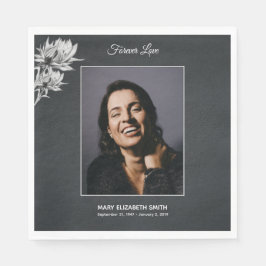 エレガントひまわり黒写真葬祭記念 スタンダードランチョンナプキン