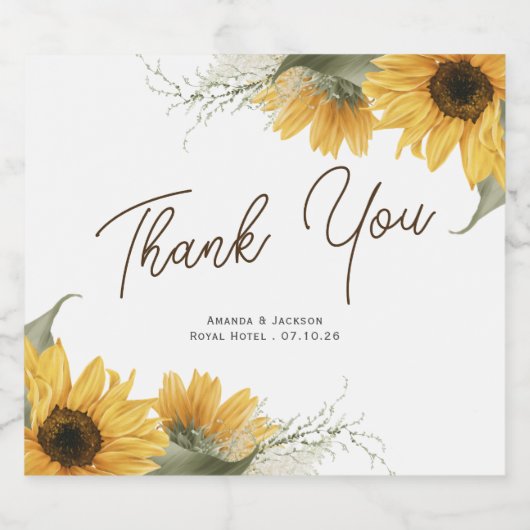 エレガントひまわり、国秋の結婚式の恩恵 スパークリングワインラベル (シングルラベル)