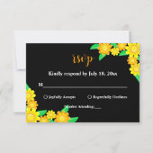 エレガントひま素朴わりボホブラックフローラ結婚ズ 出欠カード (正面)