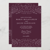 エレガントぶどうモチーフワイナリー結婚ズ 招待状 (正面/裏面)