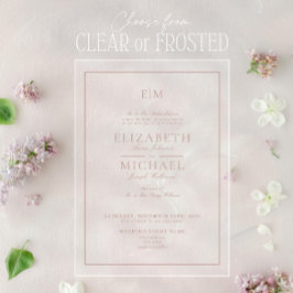 エレガントほこりっぽいバラクラシックスクリプトモノグラム結婚ズ アクリル招待状