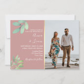 エレガントほこりっぽいバラグ結婚レナリーの写真 招待状 (正面)