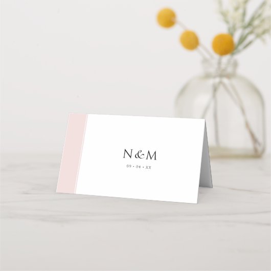 エレガントほこりっぽいバラピストライプンク結婚 プレイスカード (裏面)