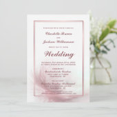 エレガントほこりっぽいバラフレーミング結婚フェザー 招待状 (スタンド正面)