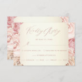 エレガントほこりっぽいバラフローラ結婚書道 出欠カード (正面/裏面)