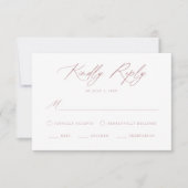 エレガントほこりっぽいバラ書道の食事の選択結婚の 出欠カード (正面)