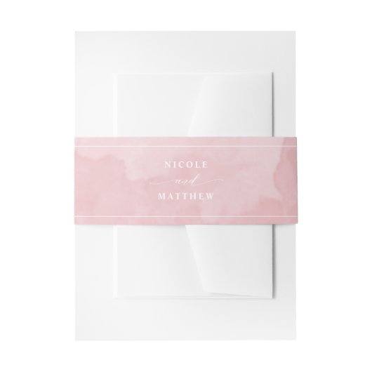 エレガントほこりっぽいバラ水結婚色 招待状ベリーバンド (正面例)