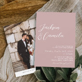 エレガントほこりっぽいバラ結婚写真 招待状