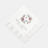 エレガントほこりっぽいピンクのモダンフローラ結婚ズ 縁ありランチョンナプキン (角)