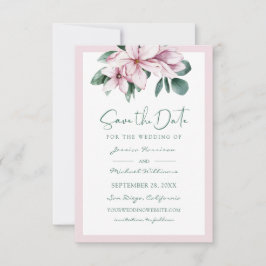 エレガントほこりっぽいピンクの水の色フローラユーカリ セーブザデート