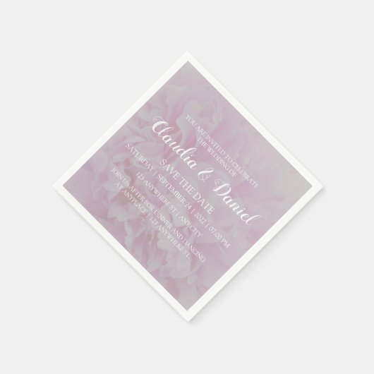 エレガントほこりっぽいピンクの牡丹フローラ結婚式 スタンダードカクテルナプキン (角)