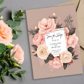 エレガントほこりっぽいピンククリームグレー結婚フローラ セーブザデート