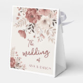 エレガントほこりっぽいピンクフローラ結婚式の引き出物箱 フェイバーボックス (裏面サイド)