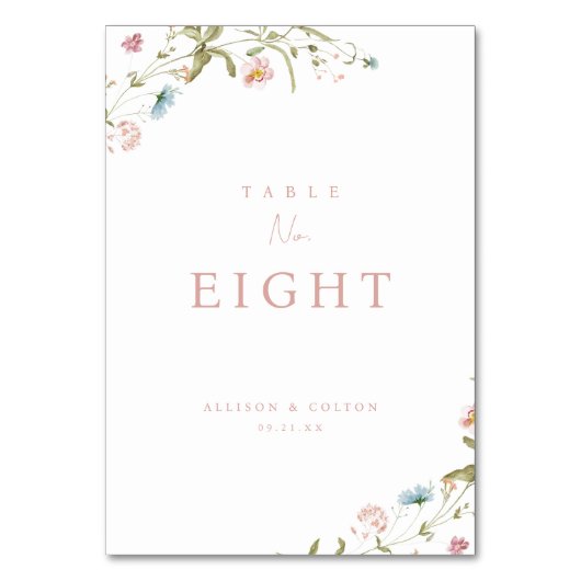 エレガントほこりっぽいピンク素朴ワイルドフラワー結婚ボホ テーブルナンバー (裏面)