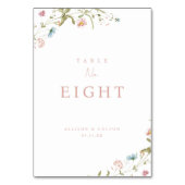 エレガントほこりっぽいピンク素朴ワイルドフラワー結婚ボホ テーブルナンバー (正面)