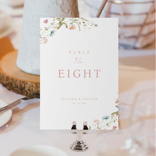エレガントほこりっぽいピンク素朴ワイルドフラワー結婚ボホ テーブルナンバー