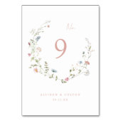 エレガントほこりっぽいピンク素朴ワイルドフラワー結婚ボホ テーブルナンバー (正面)