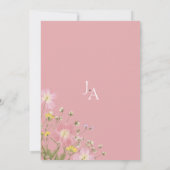 エレガントほこりっぽいピンク結婚の野の花 招待状 (裏面)