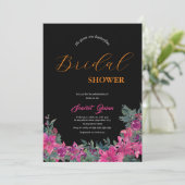 エレガントほこりっぽいピンク色のフローラブライダルシャワー 招待状 (スタンド正面)