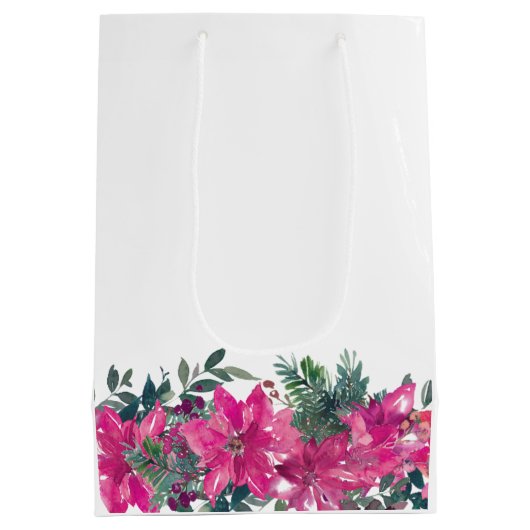 エレガントほこりっぽいピンク色のフローラブライダル束 ミディアムペーパーバッグ (裏面)