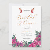 エレガントほこりっぽいピンク色のフローラブライダル束 招待状 (正面)