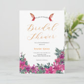 エレガントほこりっぽいピンク色のフローラブライダル束 招待状 (スタンド正面)