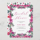 エレガントほこりっぽいピンク色のフローラブライダル束 招待状 (正面/裏面)