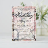 エレガントほこりっぽいピンク色のフローラ結婚 招待状 (スタンド正面)