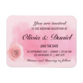 エレガントほこりっぽいピンク色のローズ結婚フローラ マグネット (横)