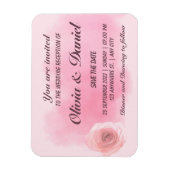 エレガントほこりっぽいピンク色のローズ結婚フローラ マグネット (縦)