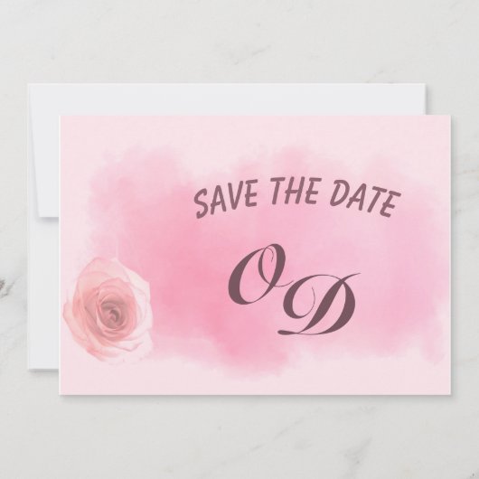 エレガントほこりっぽいピンク色のローズ結婚フローラ 招待状 (裏面)