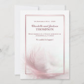 エレガントほこりっぽいピ結婚ンク羽の発表 案内状 (正面)