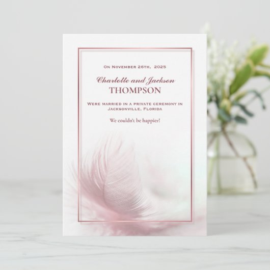 エレガントほこりっぽいピ結婚ンク羽の発表 案内状 (スタンド正面)