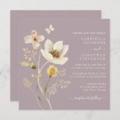 エレガントほこりっぽいメイヴの水の色の結婚野花 招待状 (正面/裏面)