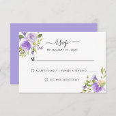 エレガントほこりっぽい紫の梅のフローラ結婚 出欠カード (正面/裏面)