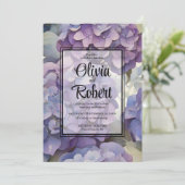 エレガントほこりっぽい紫の水色のフローラ結婚 招待状 (スタンド正面)