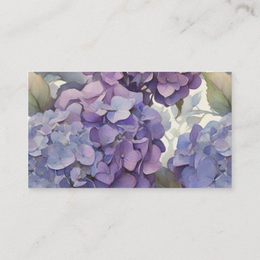 エレガントほこりっぽい紫の青い水色アジサイ エンクロージャーカード (裏面)