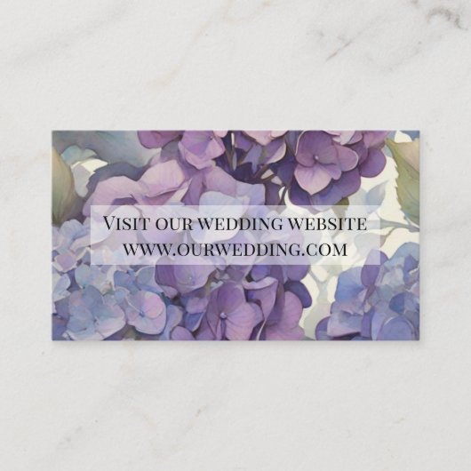 エレガントほこりっぽい紫の青い水色アジサイ エンクロージャーカード (正面)